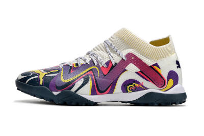 Men's Puma Future X Powercat Tokyo Match TF Artificial Turf Low-Tops Football Shoes - Purple/White/Yellow
