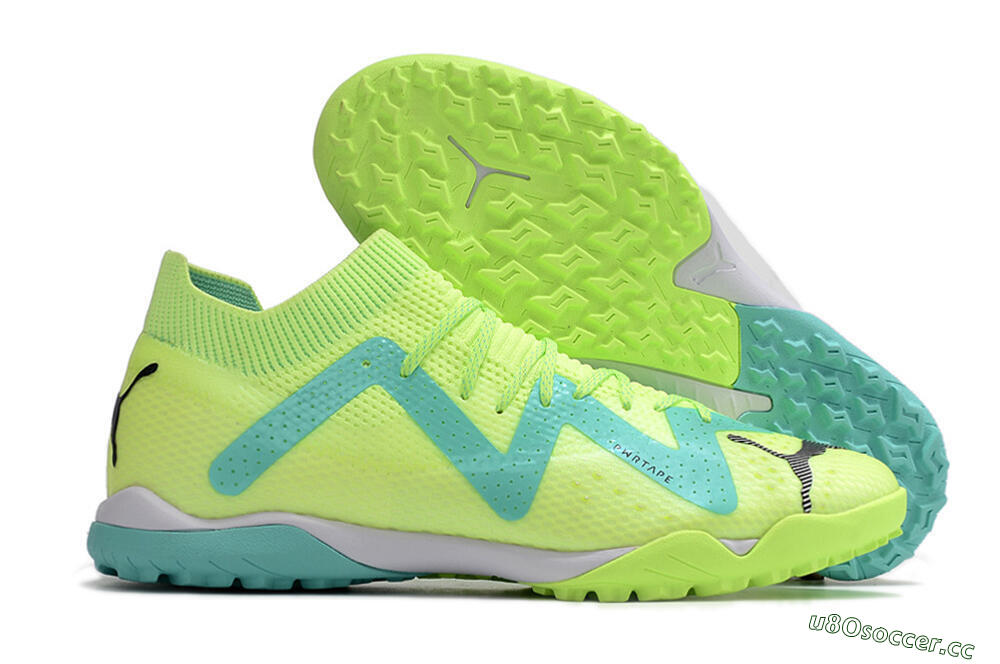 Men's Puma Future X Powercat Tokyo Match TF Artificial Turf Low-Tops Football Shoes - Green/Blue/Black 2