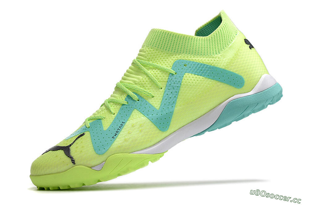 Men's Puma Future X Powercat Tokyo Match TF Artificial Turf Low-Tops Football Shoes - Green/Blue/Black 5