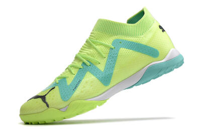 Men's Puma Future X Powercat Tokyo Match TF Artificial Turf Low-Tops Football Shoes - Green/Blue/Black