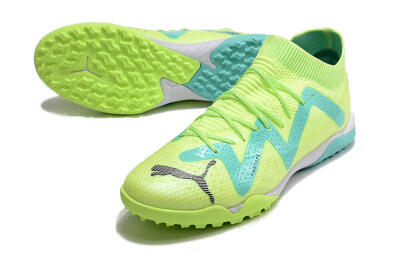 Men's Puma Future X Powercat Tokyo Match TF Artificial Turf Low-Tops Football Shoes - Green/Blue/Black