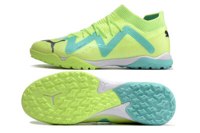 Men's Puma Future X Powercat Tokyo Match TF Artificial Turf Low-Tops Football Shoes - Green/Blue/Black