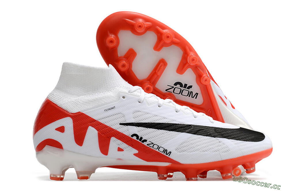 Men's Nike Air Zoom Mercurial Superfly 9 Elite AG Artificial Grass High-Tops Football Boots - White/Red/Black 2