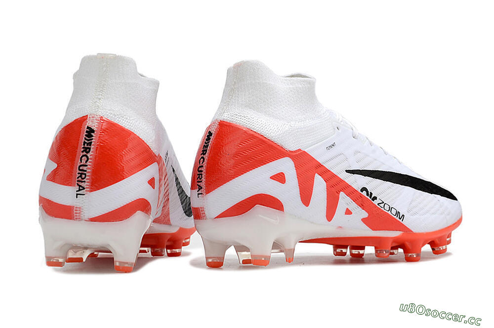 Men's Nike Air Zoom Mercurial Superfly 9 Elite AG Artificial Grass High-Tops Football Boots - White/Red/Black 6