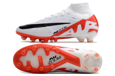 Men's Nike Air Zoom Mercurial Superfly 9 Elite AG Artificial Grass High-Tops Football Boots - White/Red/Black