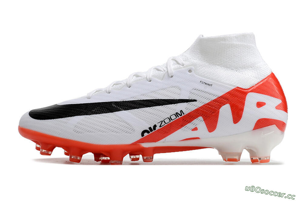 Men's Nike Air Zoom Mercurial Superfly 9 Elite AG Artificial Grass High-Tops Football Boots - White/Red/Black 0