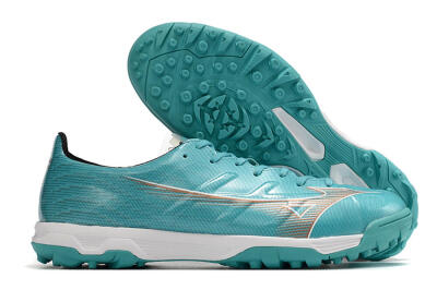 Men's Mizuno Alpha Made in Japan TF Artificial Turf Low-Tops Football Shoes - Blue/Silver/White