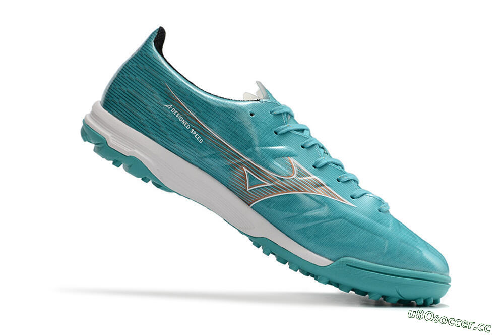Men's Mizuno Alpha Made in Japan TF Artificial Turf Low-Tops Football Shoes - Blue/Silver/White 4