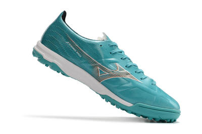 Men's Mizuno Alpha Made in Japan TF Artificial Turf Low-Tops Football Shoes - Blue/Silver/White