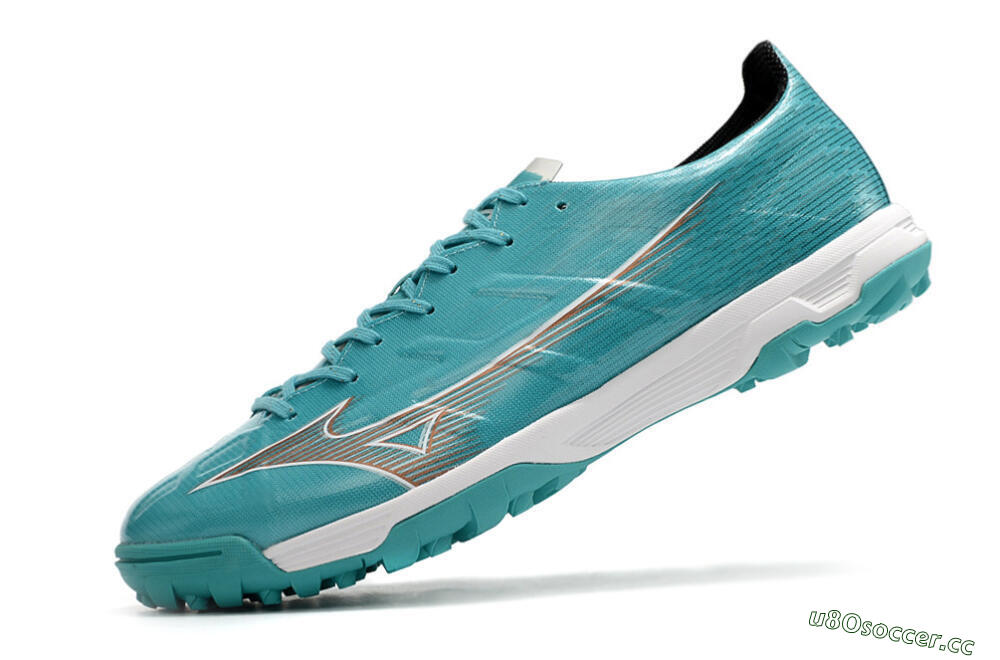 Men's Mizuno Alpha Made in Japan TF Artificial Turf Low-Tops Football Shoes - Blue/Silver/White 5