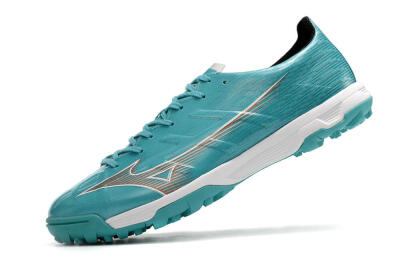 Men's Mizuno Alpha Made in Japan TF Artificial Turf Low-Tops Football Shoes - Blue/Silver/White