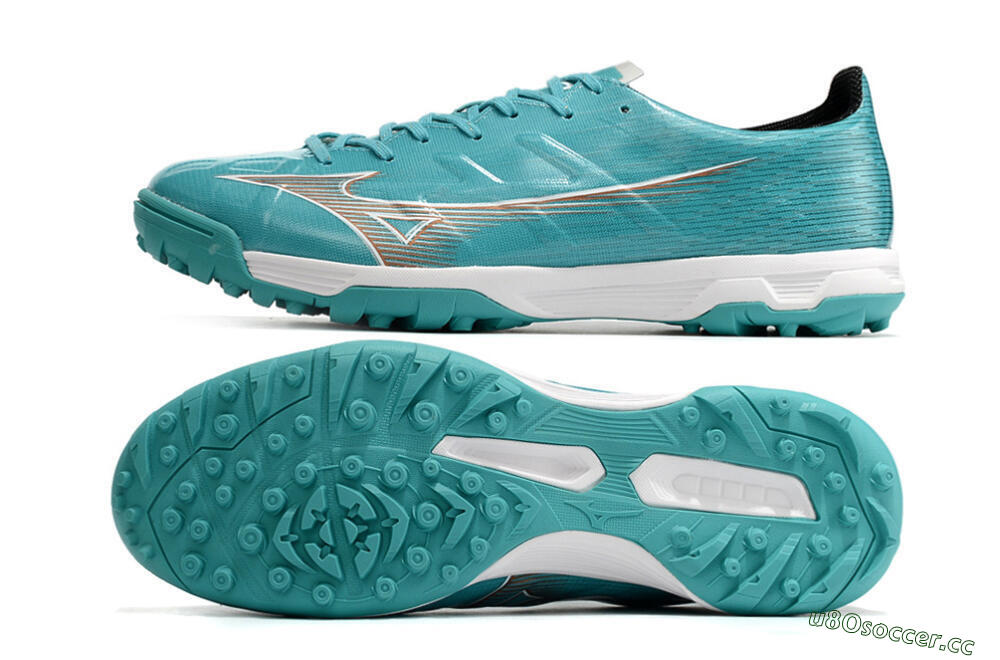 Men's Mizuno Alpha Made in Japan TF Artificial Turf Low-Tops Football Shoes - Blue/Silver/White 1