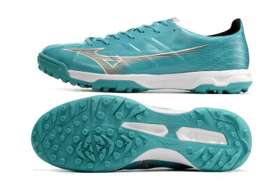 Men's Mizuno Alpha Made in Japan TF Artificial Turf Low-Tops Football Shoes - Blue/Silver/White