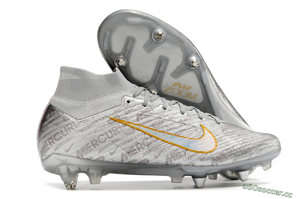 Men's Nike Air Zoom Mercurial Superfly 9 Elite SG Soft Ground High-Tops Football Boots - Sliver/Orange 2