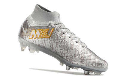 Men's Nike Air Zoom Mercurial Superfly 9 Elite SG Soft Ground High-Tops Football Boots - Sliver/Orange