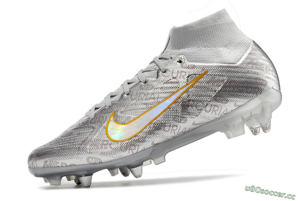 Men's Nike Air Zoom Mercurial Superfly 9 Elite SG Soft Ground High-Tops Football Boots - Sliver/Orange 5