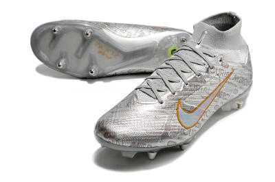 Men's Nike Air Zoom Mercurial Superfly 9 Elite SG Soft Ground High-Tops Football Boots - Sliver/Orange