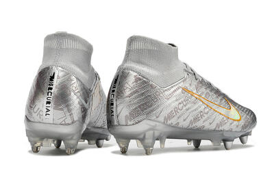 Men's Nike Air Zoom Mercurial Superfly 9 Elite SG Soft Ground High-Tops Football Boots - Sliver/Orange