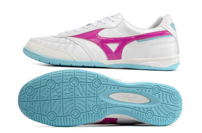 Men's Mizuno Morelia Sala Japn IC Indoor & Futsal Low-Tops Football Shoes - White/Pink/Blue