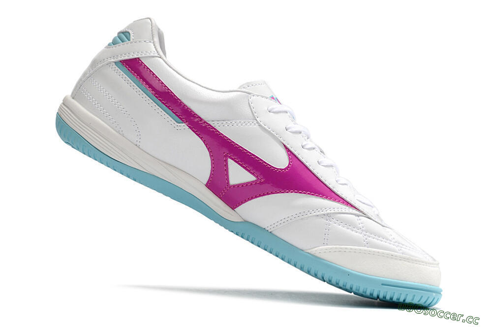 Men's Mizuno Morelia Sala Japn IC Indoor & Futsal Low-Tops Football Shoes - White/Pink/Blue 4