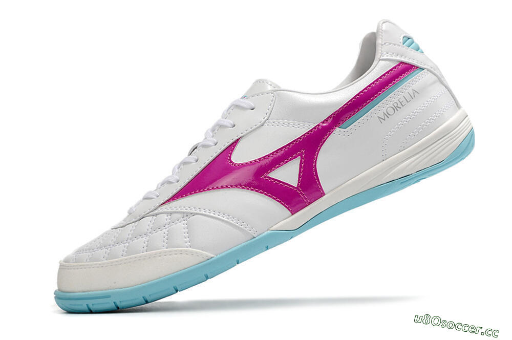 Men's Mizuno Morelia Sala Japn IC Indoor & Futsal Low-Tops Football Shoes - White/Pink/Blue 5
