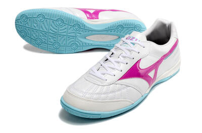 Men's Mizuno Morelia Sala Japn IC Indoor & Futsal Low-Tops Football Shoes - White/Pink/Blue