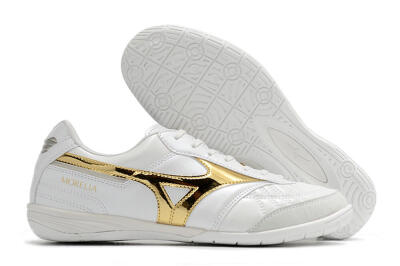 Men's Mizuno Morelia Sala Japn IC Indoor & Futsal Low-Tops Football Shoes - White/Gold