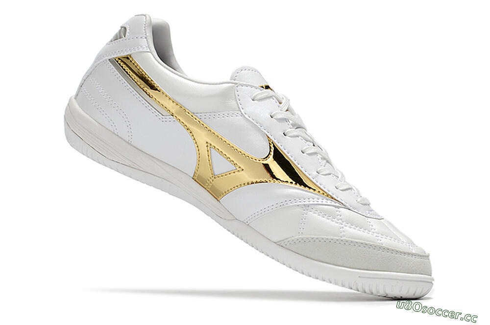 Men's Mizuno Morelia Sala Japn IC Indoor & Futsal Low-Tops Football Shoes - White/Gold 4