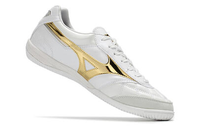 Men's Mizuno Morelia Sala Japn IC Indoor & Futsal Low-Tops Football Shoes - White/Gold