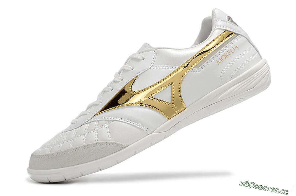 Men's Mizuno Morelia Sala Japn IC Indoor & Futsal Low-Tops Football Shoes - White/Gold 5