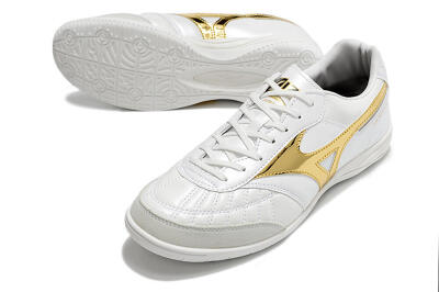 Men's Mizuno Morelia Sala Japn IC Indoor & Futsal Low-Tops Football Shoes - White/Gold