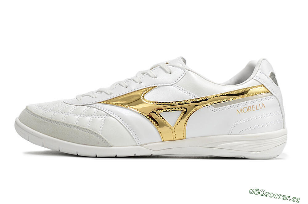 Men's Mizuno Morelia Sala Japn IC Indoor & Futsal Low-Tops Football Shoes - White/Gold 0