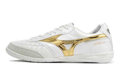 Men's Mizuno Morelia Sala Japn IC Indoor & Futsal Low-Tops Football Shoes - White/Gold