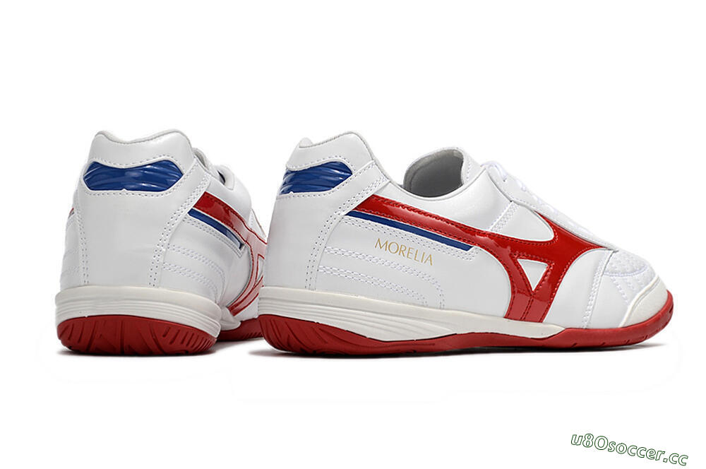 Men's Mizuno Morelia Sala Japn IC Indoor & Futsal Low-Tops Football Shoes - White/Red/Blue 6