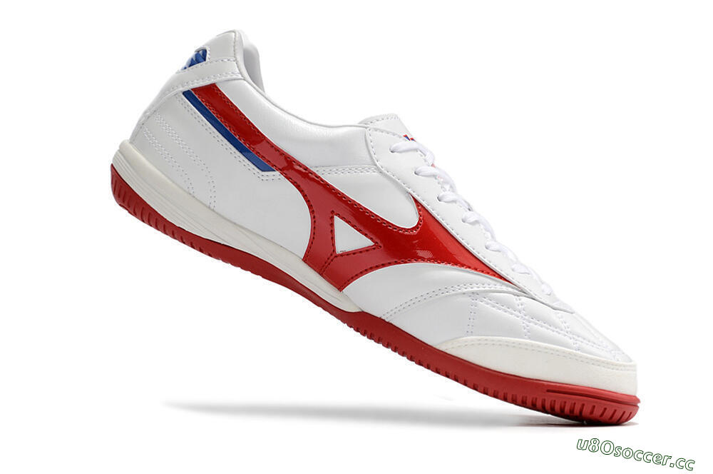 Men's Mizuno Morelia Sala Japn IC Indoor & Futsal Low-Tops Football Shoes - White/Red/Blue 4