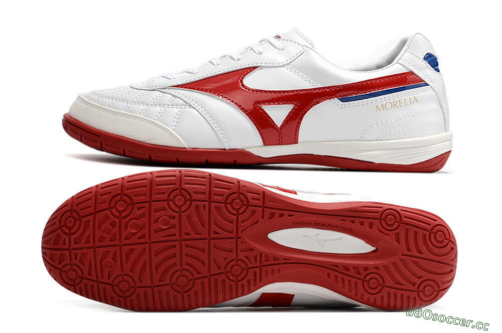 Men's Mizuno Morelia Sala Japn IC Indoor & Futsal Low-Tops Football Shoes - White/Red/Blue 1