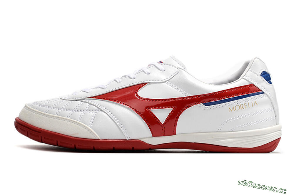 Men's Mizuno Morelia Sala Japn IC Indoor & Futsal Low-Tops Football Shoes - White/Red/Blue 0
