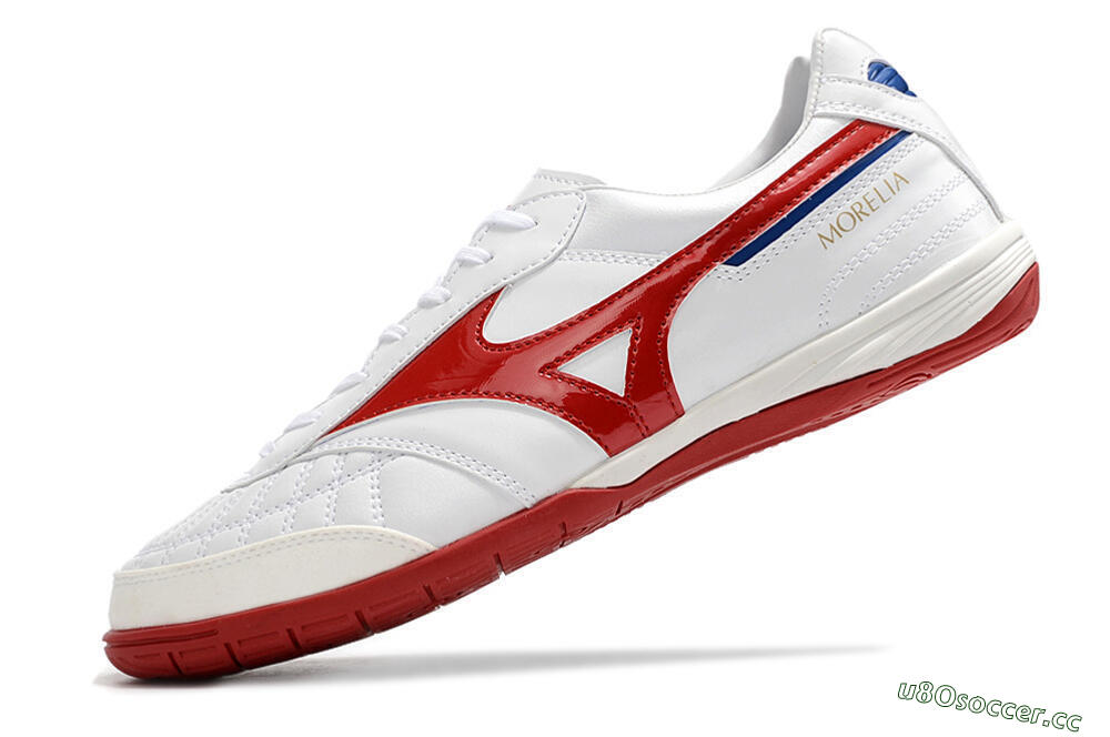 Men's Mizuno Morelia Sala Japn IC Indoor & Futsal Low-Tops Football Shoes - White/Red/Blue 5
