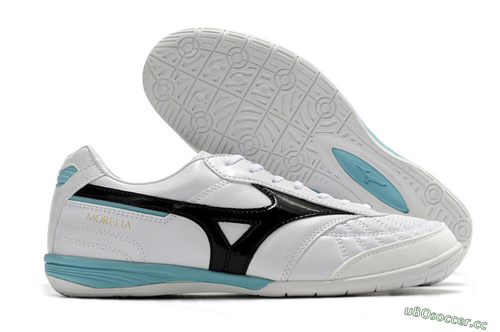 Men's Mizuno Morelia Sala Japn IC Indoor & Futsal Low-Tops Football Shoes - White/Black/Blue 2