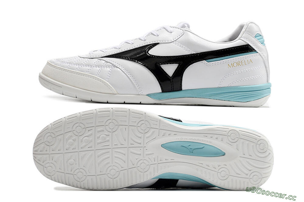 Men's Mizuno Morelia Sala Japn IC Indoor & Futsal Low-Tops Football Shoes - White/Black/Blue 1