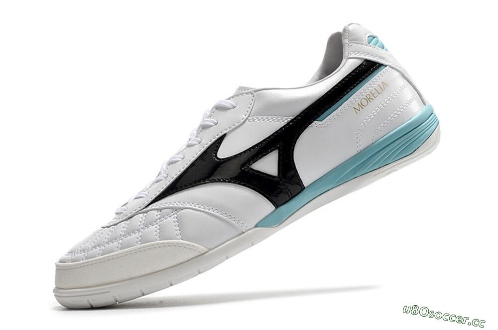 Men's Mizuno Morelia Sala Japn IC Indoor & Futsal Low-Tops Football Shoes - White/Black/Blue 5