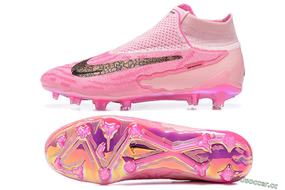 Men's Nike Phantom GX Elite DF Link FG Firm Ground High-Tops Football Boots - Pink/Black/Gold 1