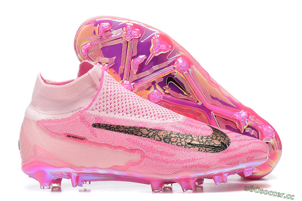 Men's Nike Phantom GX Elite DF Link FG Firm Ground High-Tops Football Boots - Pink/Black/Gold 2