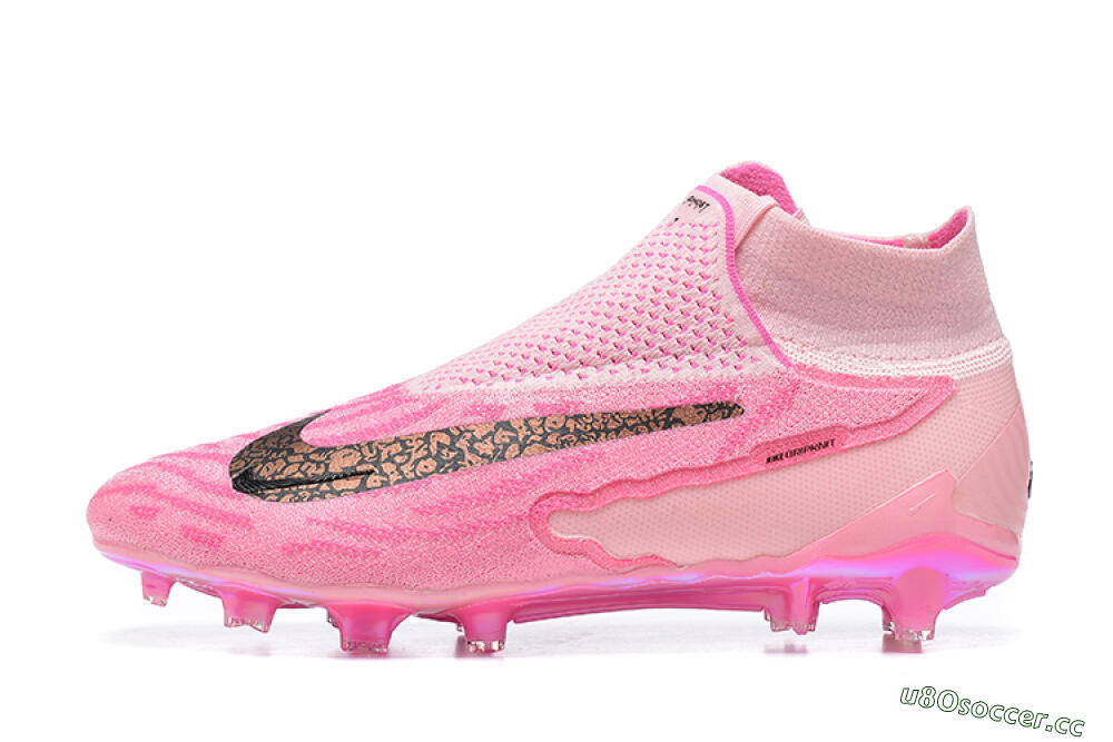 Men's Nike Phantom GX Elite DF Link FG Firm Ground High-Tops Football Boots - Pink/Black/Gold 0