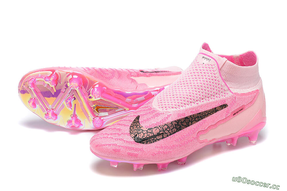 Men's Nike Phantom GX Elite DF Link FG Firm Ground High-Tops Football Boots - Pink/Black/Gold 3