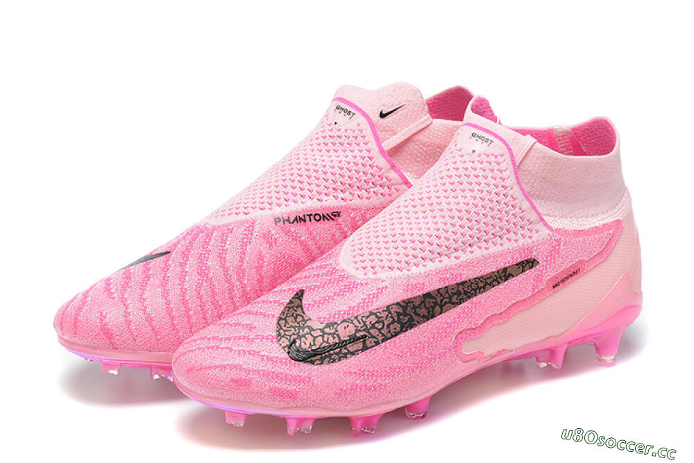 Men's Nike Phantom GX Elite DF Link FG Firm Ground High-Tops Football Boots - Pink/Black/Gold 9
