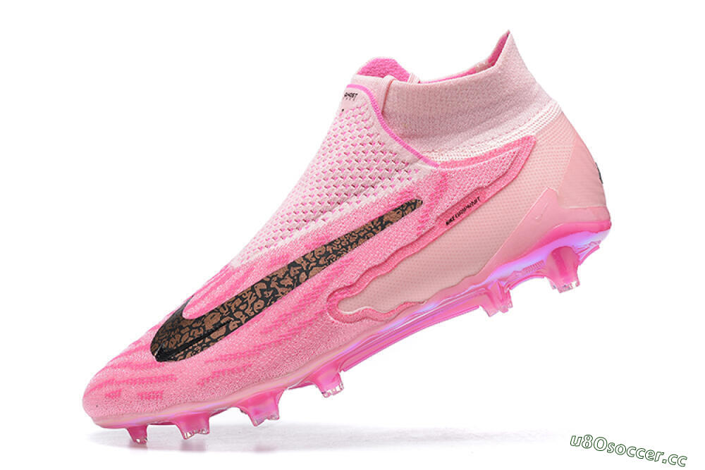 Men's Nike Phantom GX Elite DF Link FG Firm Ground High-Tops Football Boots - Pink/Black/Gold 7