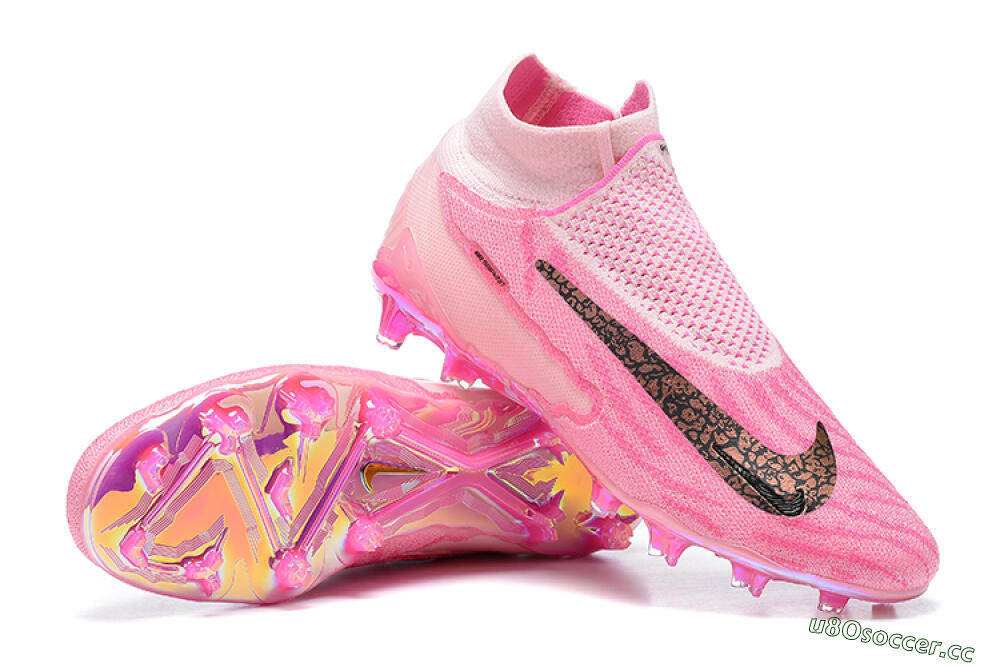 Men's Nike Phantom GX Elite DF Link FG Firm Ground High-Tops Football Boots - Pink/Black/Gold 4