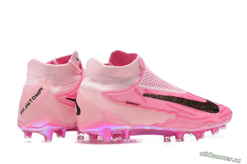 Men's Nike Phantom GX Elite DF Link FG Firm Ground High-Tops Football Boots - Pink/Black/Gold 8