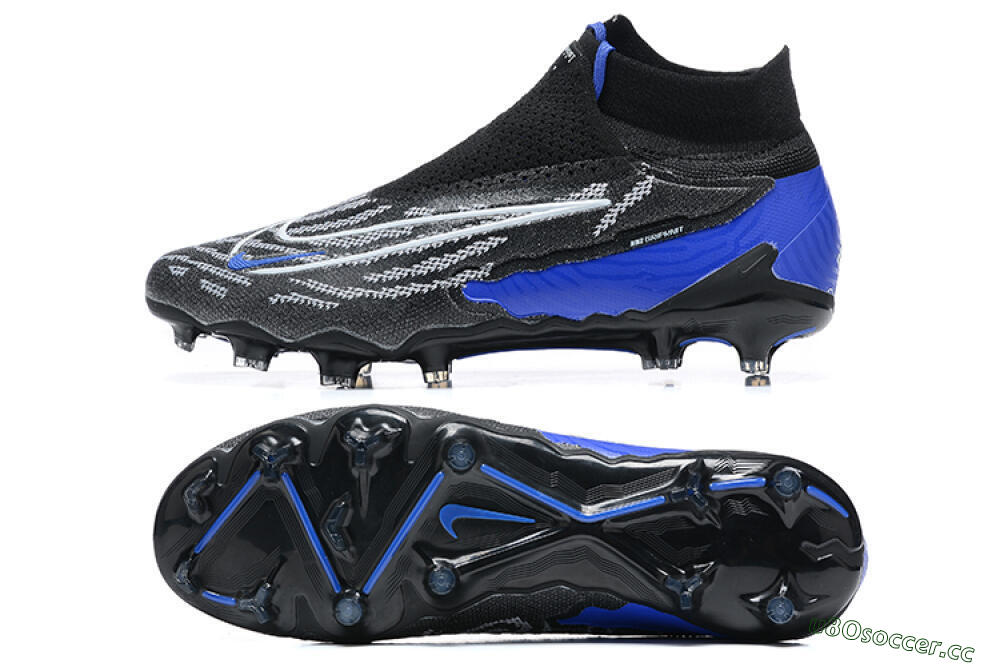 Men's Nike Phantom GX Elite DF Link FG Firm Ground High-Tops Football Boots - Black/White/Blue 1
